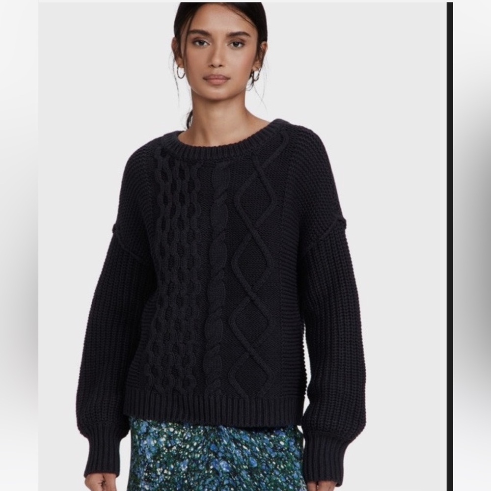 New Free People Dream Cable Knit Crew Neck Sweater Women Size M